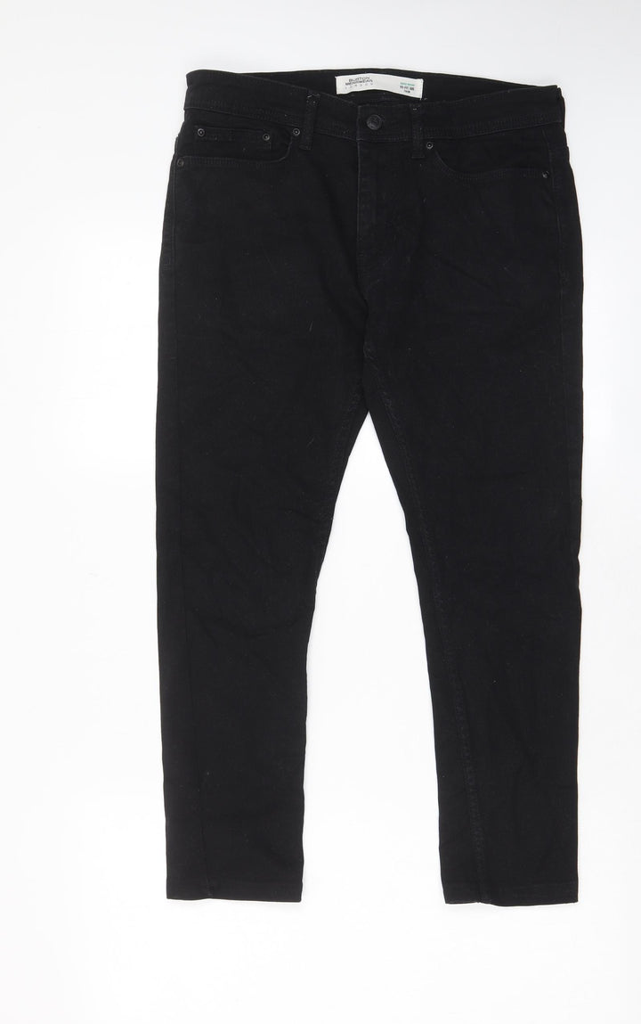 Burton Mens Black Cotton Skinny Jeans Size 30 in L25 in Regular Zip - Short leg, Pockets