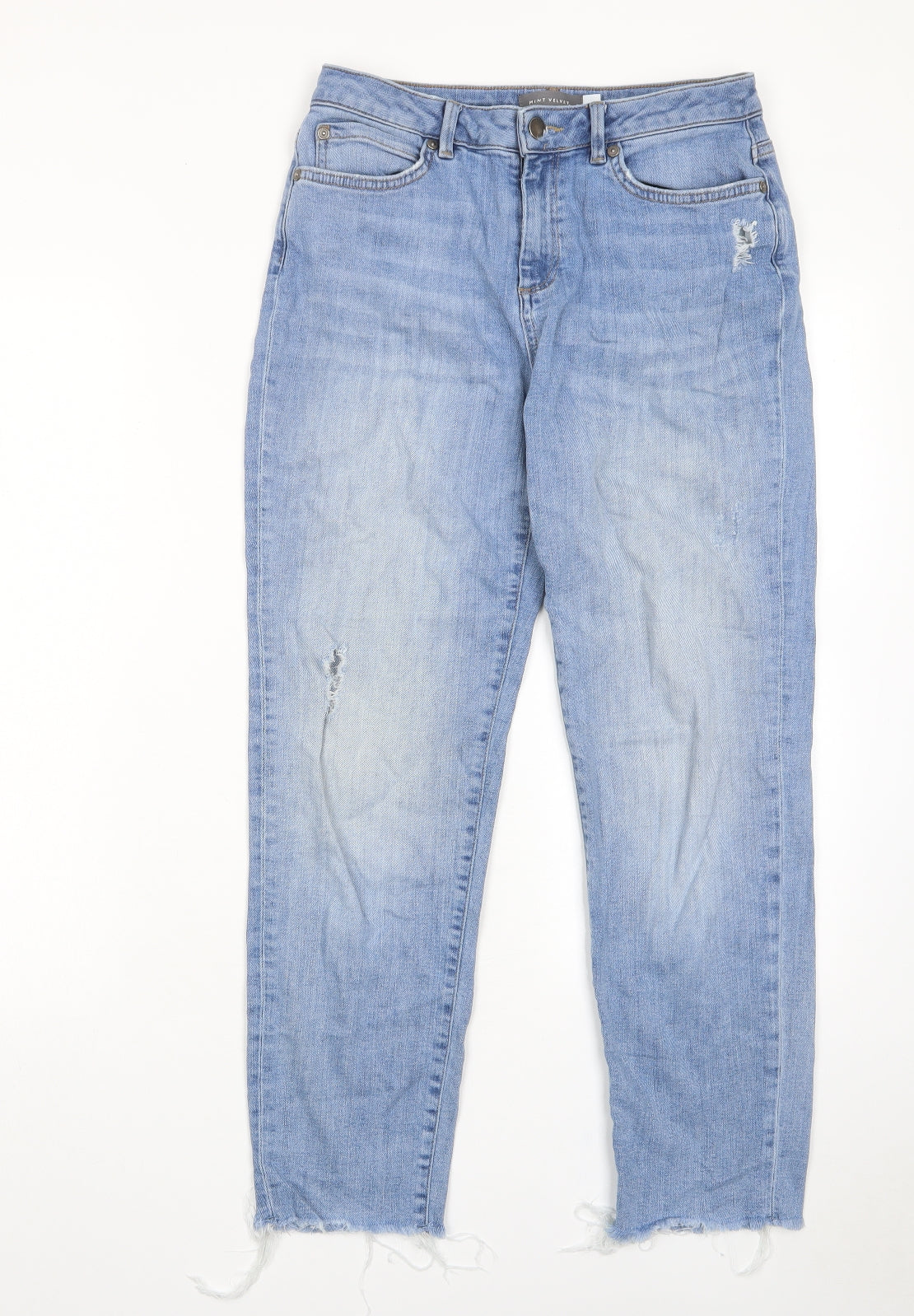 Mint Velvet Womens Blue Cotton Straight Jeans Size 10 L27 in Regular Zip - Pockets