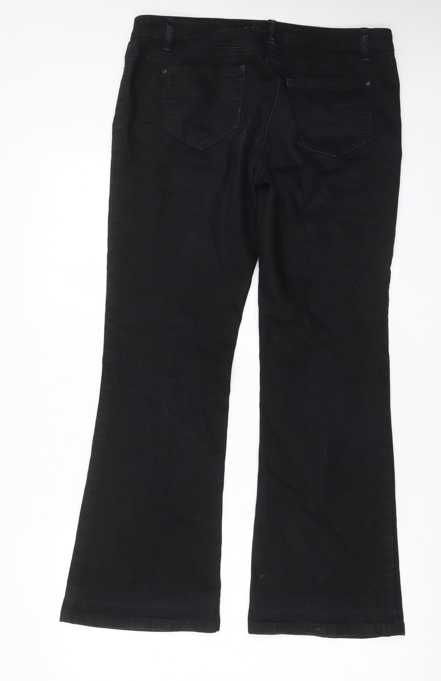 NEXT Womens Black Cotton Bootcut Jeans Size 12 L29 in Regular Zip - Pocket