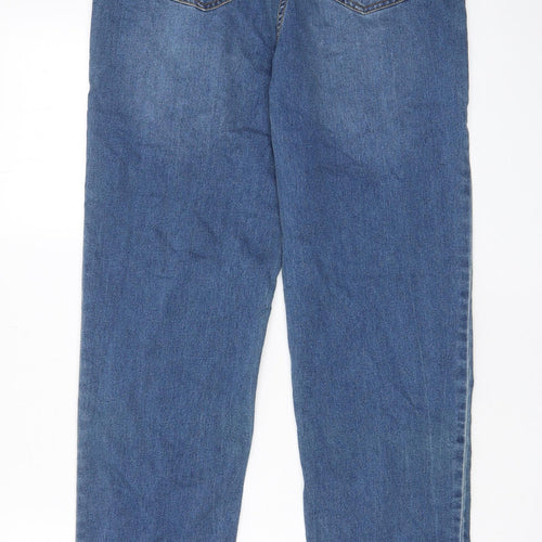 Papaya Womens Blue Cotton Straight Jeans Size 12 L30 in Regular Zip - Pockets