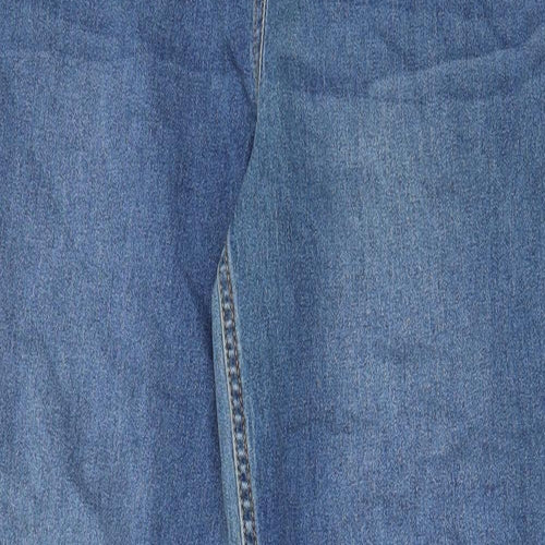 Papaya Womens Blue Cotton Straight Jeans Size 12 L30 in Regular Zip - Pockets