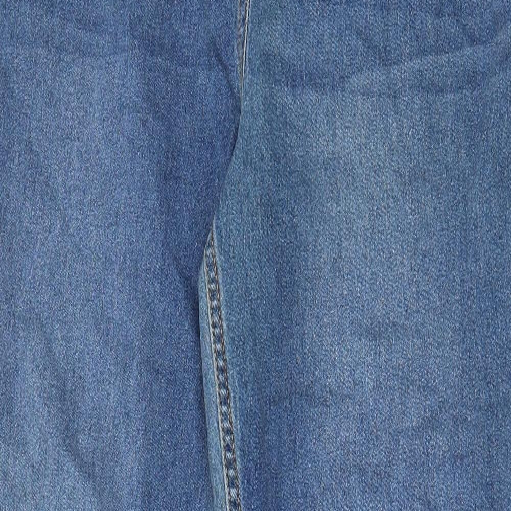 Papaya Womens Blue Cotton Straight Jeans Size 12 L30 in Regular Zip - Pockets