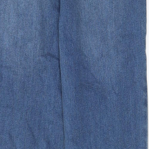Papaya Womens Blue Cotton Straight Jeans Size 12 L30 in Regular Zip - Pockets
