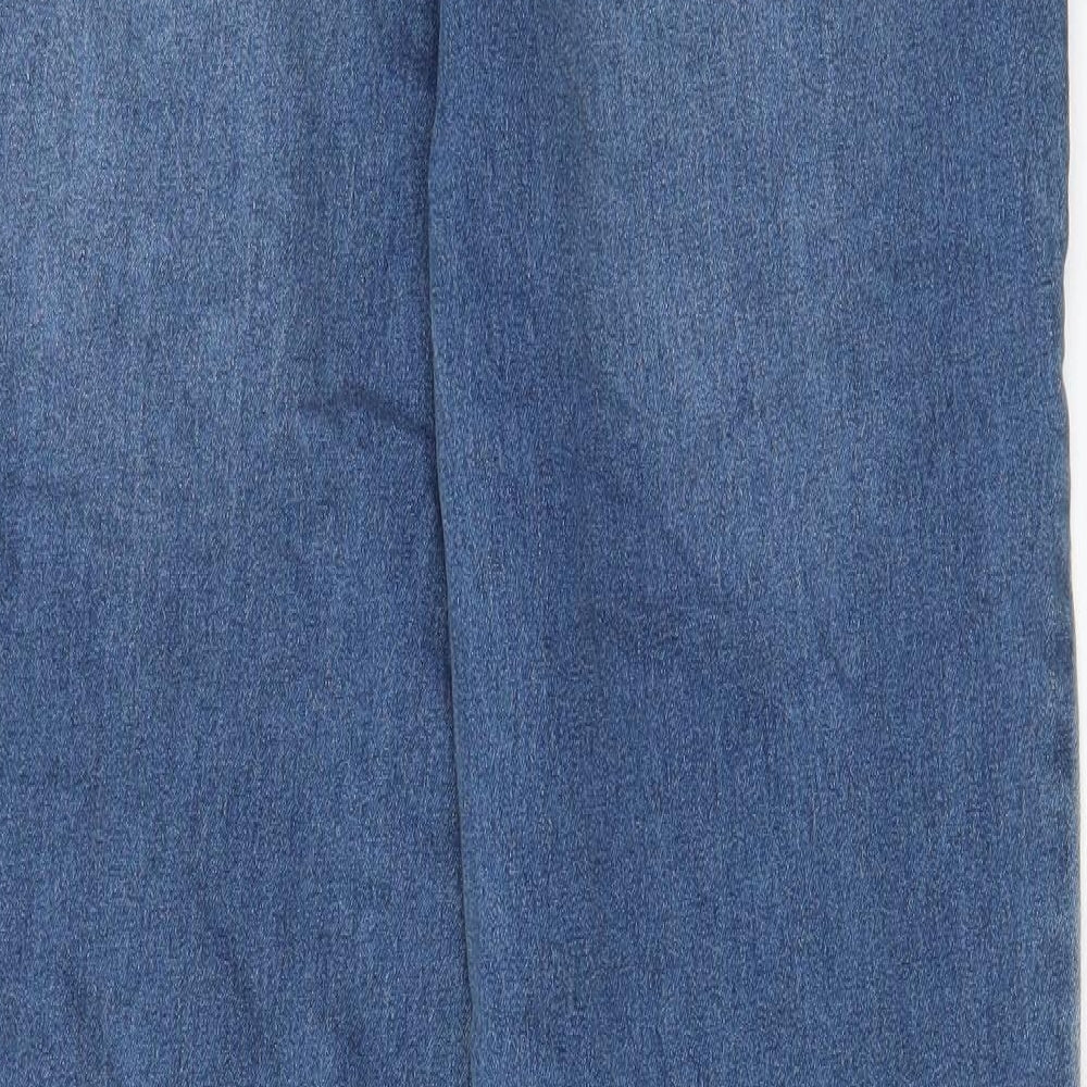 Papaya Womens Blue Cotton Straight Jeans Size 12 L30 in Regular Zip - Pockets