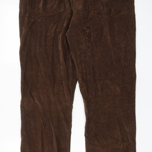 Union Blues Mens Brown Cotton Trousers Size 36 in L29 in Regular Zip - Short leg, Pockets