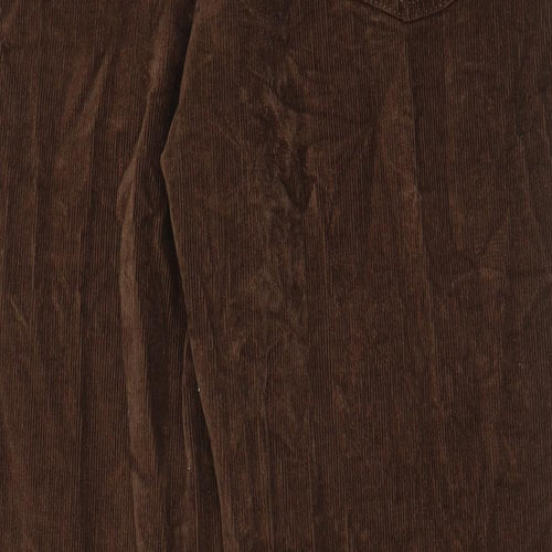 Union Blues Mens Brown Cotton Trousers Size 36 in L29 in Regular Zip - Short leg, Pockets