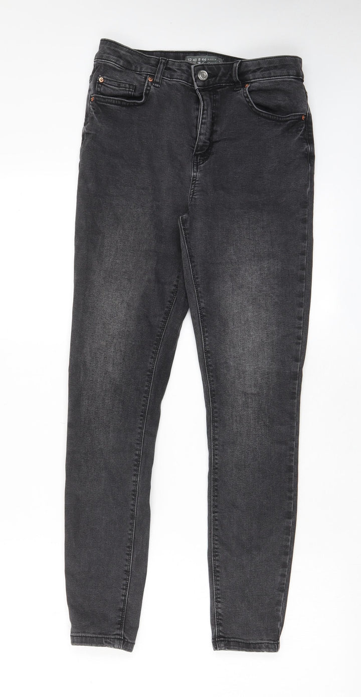 Denim & Co. Womens Grey Cotton Skinny Jeans Size 10 L27 in Regular Zip - Pockets, Belt Loops