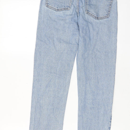 Denim & Co. Womens Blue Cotton Straight Jeans Size 4 L26 in Regular Zip - Pockets, Belt Loops