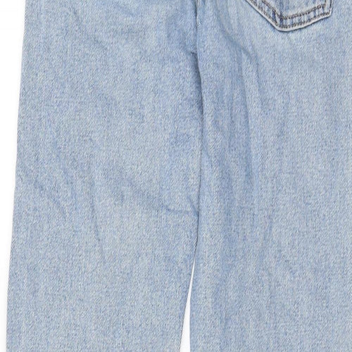 Denim & Co. Womens Blue Cotton Straight Jeans Size 4 L26 in Regular Zip - Pockets, Belt Loops