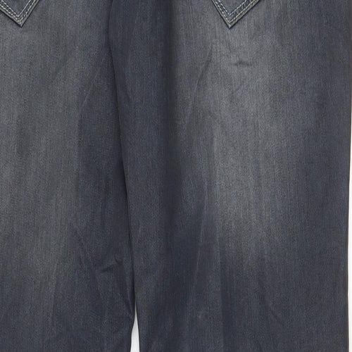 Crosshatch Mens Blue Cotton Straight Jeans Size 34 in L32 in Regular Zip - Pockets, Belt Loops, Logo