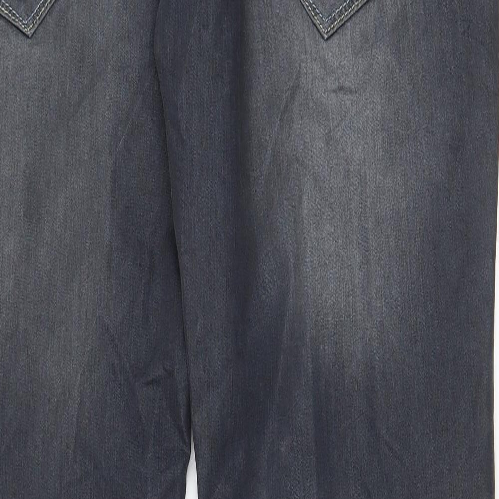 Crosshatch Mens Blue Cotton Straight Jeans Size 34 in L32 in Regular Zip - Pockets, Belt Loops, Logo