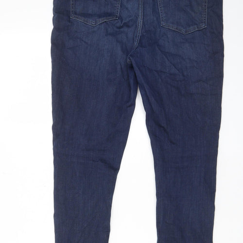 F&F Womens Blue Cotton Skinny Jeans Size 16 L26 in Regular Zip - Pockets