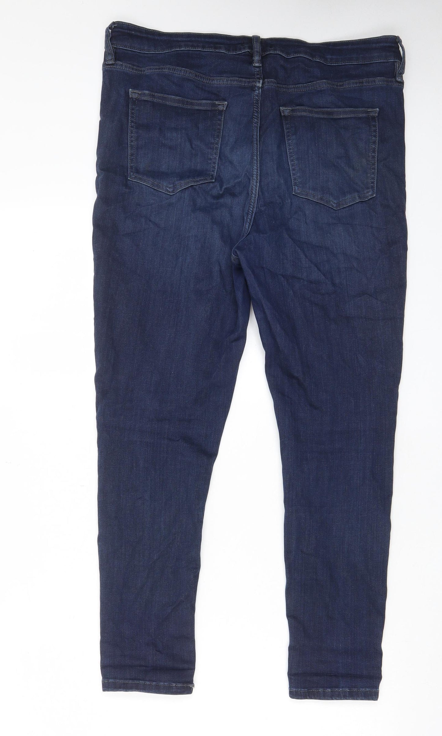 F&F Womens Blue Cotton Skinny Jeans Size 16 L26 in Regular Zip - Pockets