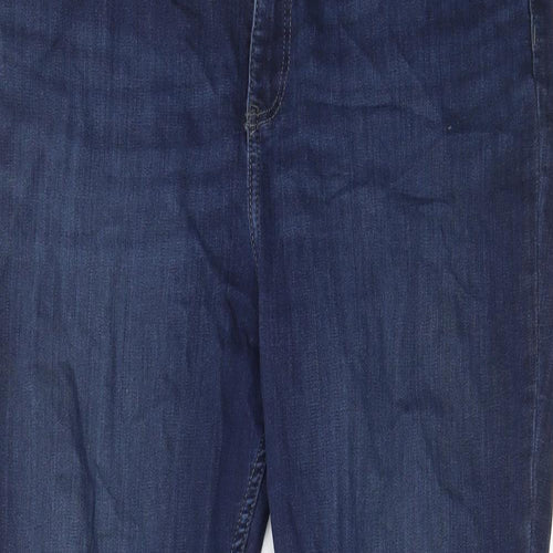 F&F Womens Blue Cotton Skinny Jeans Size 16 L26 in Regular Zip - Pockets