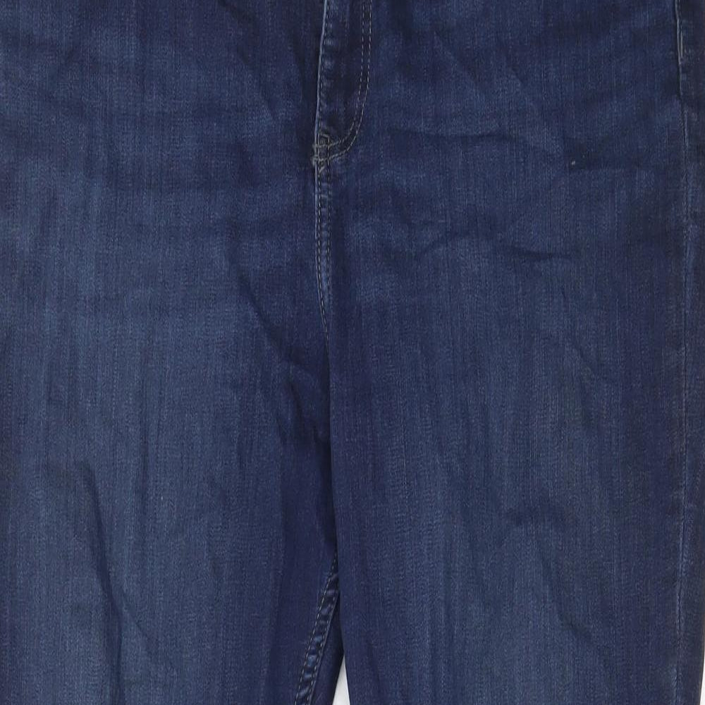F&F Womens Blue Cotton Skinny Jeans Size 16 L26 in Regular Zip - Pockets