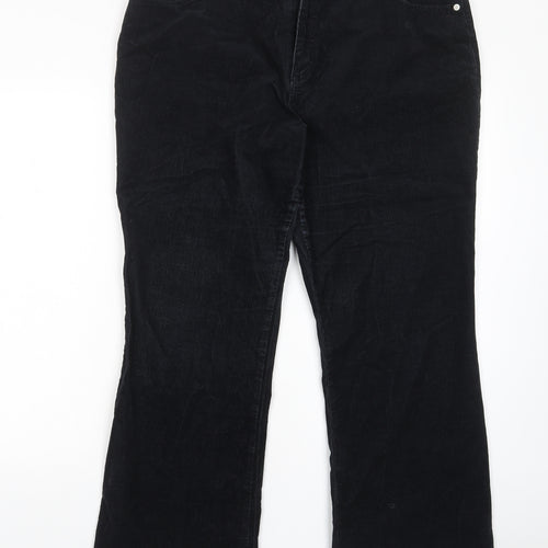 Marks and Spencer Womens Black Cotton Trousers Size 20 L28 in Regular Zip - Pockets