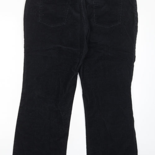 Marks and Spencer Womens Black Cotton Trousers Size 20 L28 in Regular Zip - Pockets