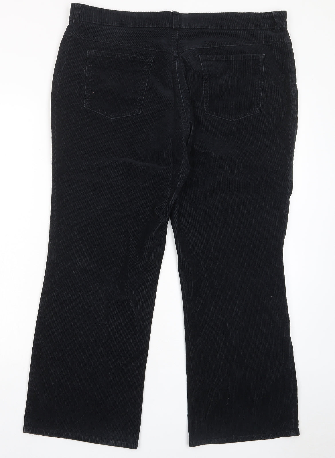 Marks and Spencer Womens Black Cotton Trousers Size 20 L28 in Regular Zip - Pockets