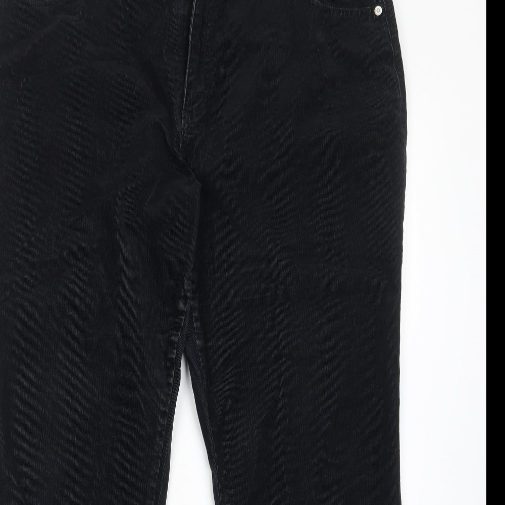 Marks and Spencer Womens Black Cotton Trousers Size 20 L28 in Regular Zip - Pockets