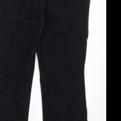 Marks and Spencer Womens Black Cotton Trousers Size 20 L28 in Regular Zip - Pockets