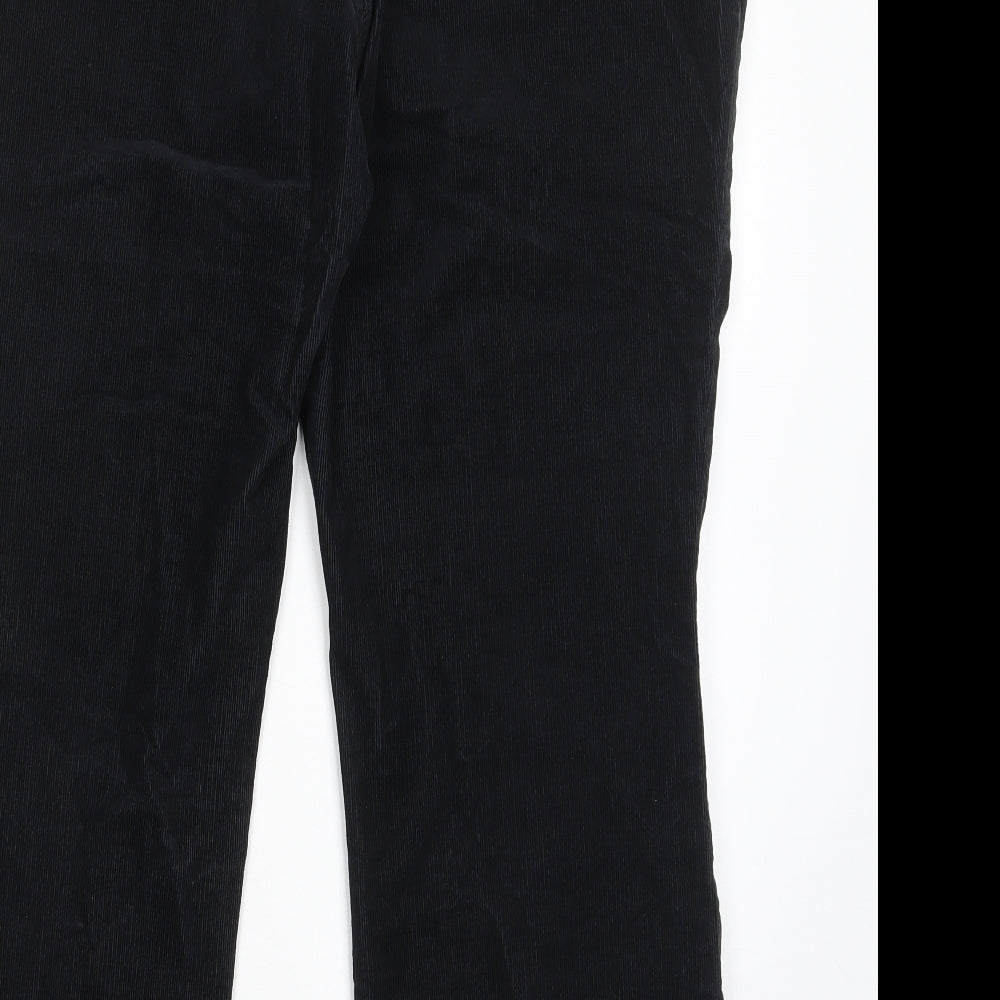 Marks and Spencer Womens Black Cotton Trousers Size 20 L28 in Regular Zip - Pockets