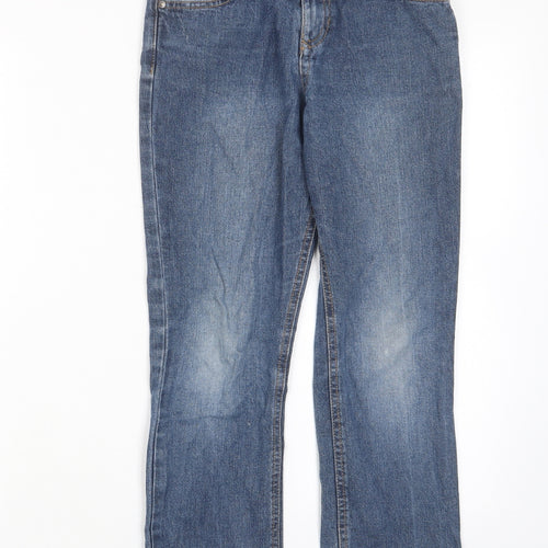 George Boys Blue Cotton Straight Jeans Size 10-11 Years L24 in Regular Zip - Pockets, Adjustable waist