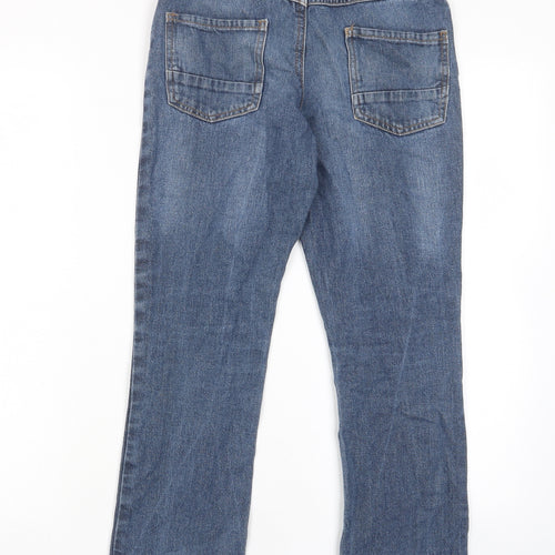 George Boys Blue Cotton Straight Jeans Size 10-11 Years L24 in Regular Zip - Pockets, Adjustable waist