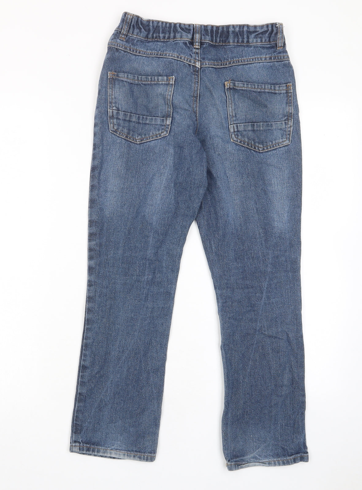 George Boys Blue Cotton Straight Jeans Size 10-11 Years L24 in Regular Zip - Pockets, Adjustable waist