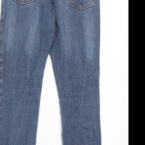 George Boys Blue Cotton Straight Jeans Size 10-11 Years L24 in Regular Zip - Pockets, Adjustable waist