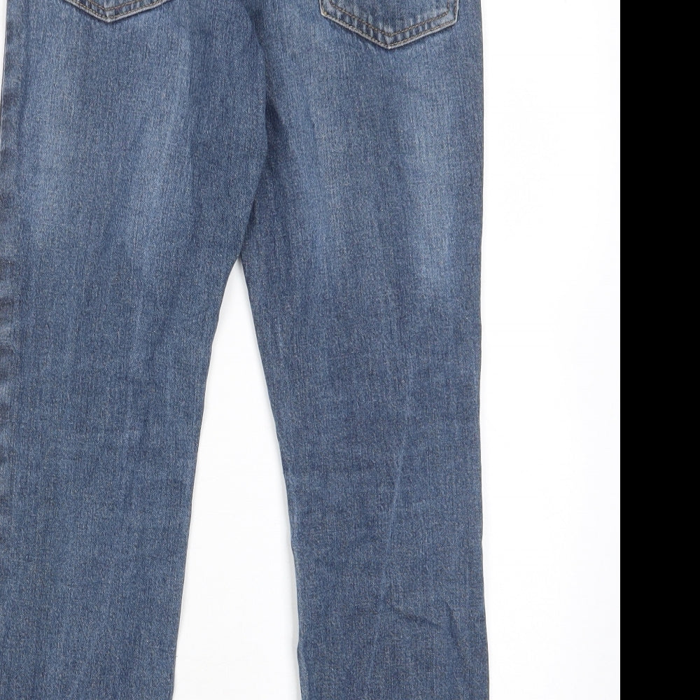 George Boys Blue Cotton Straight Jeans Size 10-11 Years L24 in Regular Zip - Pockets, Adjustable waist