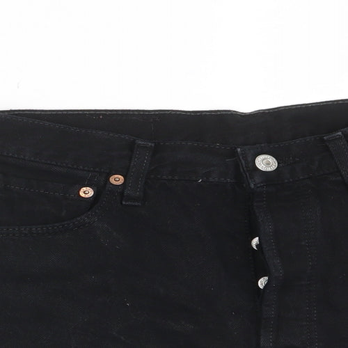Levi's Womens Black Cotton Basic Shorts Size 28 in Regular Zip - Pockets, Belt Loops, Logo