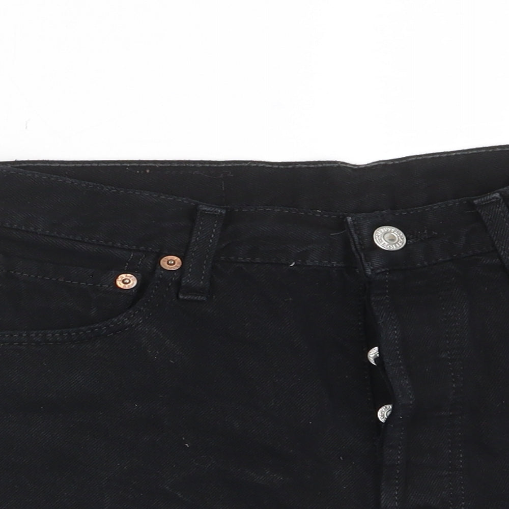 Levi's Womens Black Cotton Basic Shorts Size 28 in Regular Zip - Pockets, Belt Loops, Logo