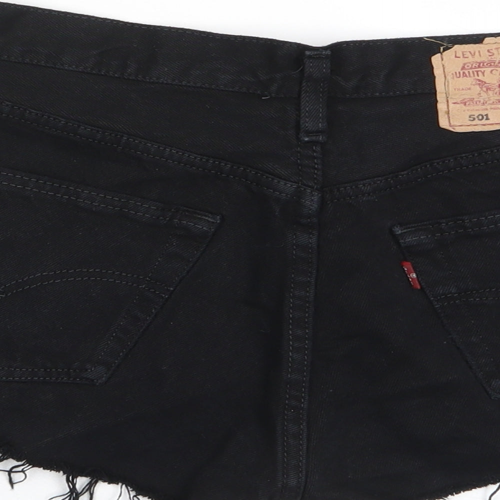 Levi's Womens Black Cotton Basic Shorts Size 28 in Regular Zip - Pockets, Belt Loops, Logo
