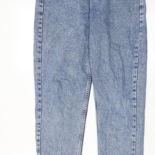 Denim & Co. Womens Blue Cotton Straight Jeans Size 10 L31 in Regular Zip - Pockets, Belt Loops