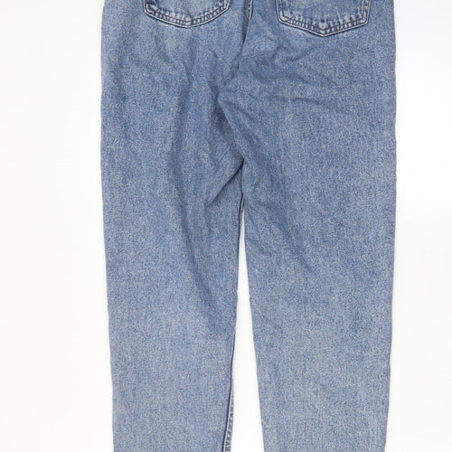 Denim & Co. Womens Blue Cotton Straight Jeans Size 10 L31 in Regular Zip - Pockets, Belt Loops