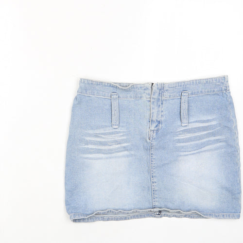 Tom Wolfe Womens Blue Cotton A-Line Skirt Size 28 in Zip - Glitter