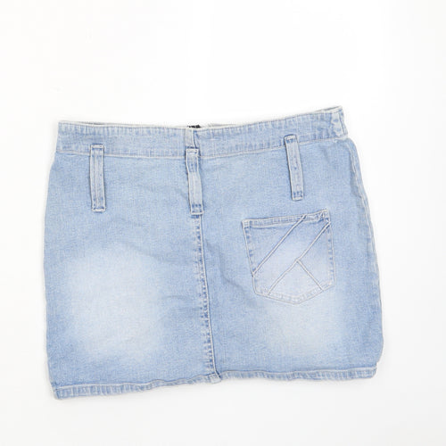 Tom Wolfe Womens Blue Cotton A-Line Skirt Size 28 in Zip - Glitter