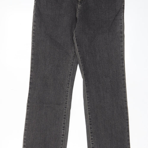 Per Una Womens Grey Cotton Straight Jeans Size 10 L28 in Regular Zip - Pockets, Belt Loops