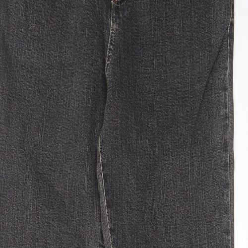 Per Una Womens Grey Cotton Straight Jeans Size 10 L28 in Regular Zip - Pockets, Belt Loops