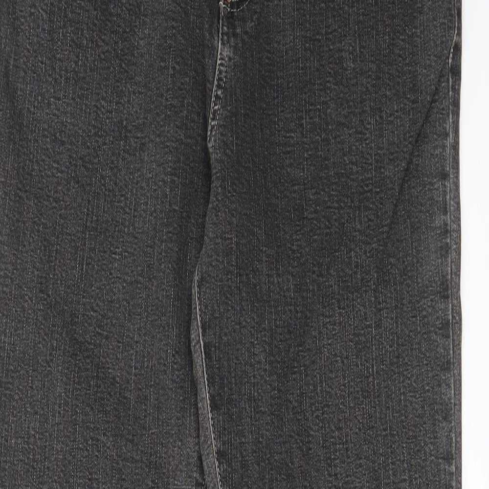 Per Una Womens Grey Cotton Straight Jeans Size 10 L28 in Regular Zip - Pockets, Belt Loops