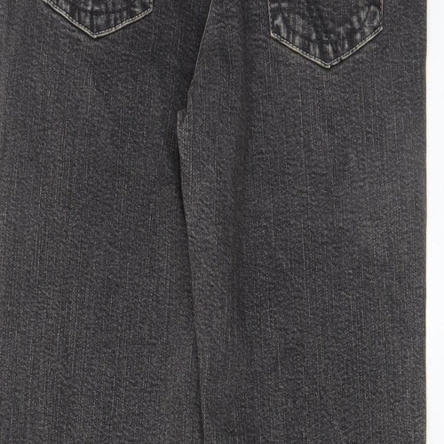 Per Una Womens Grey Cotton Straight Jeans Size 10 L28 in Regular Zip - Pockets, Belt Loops