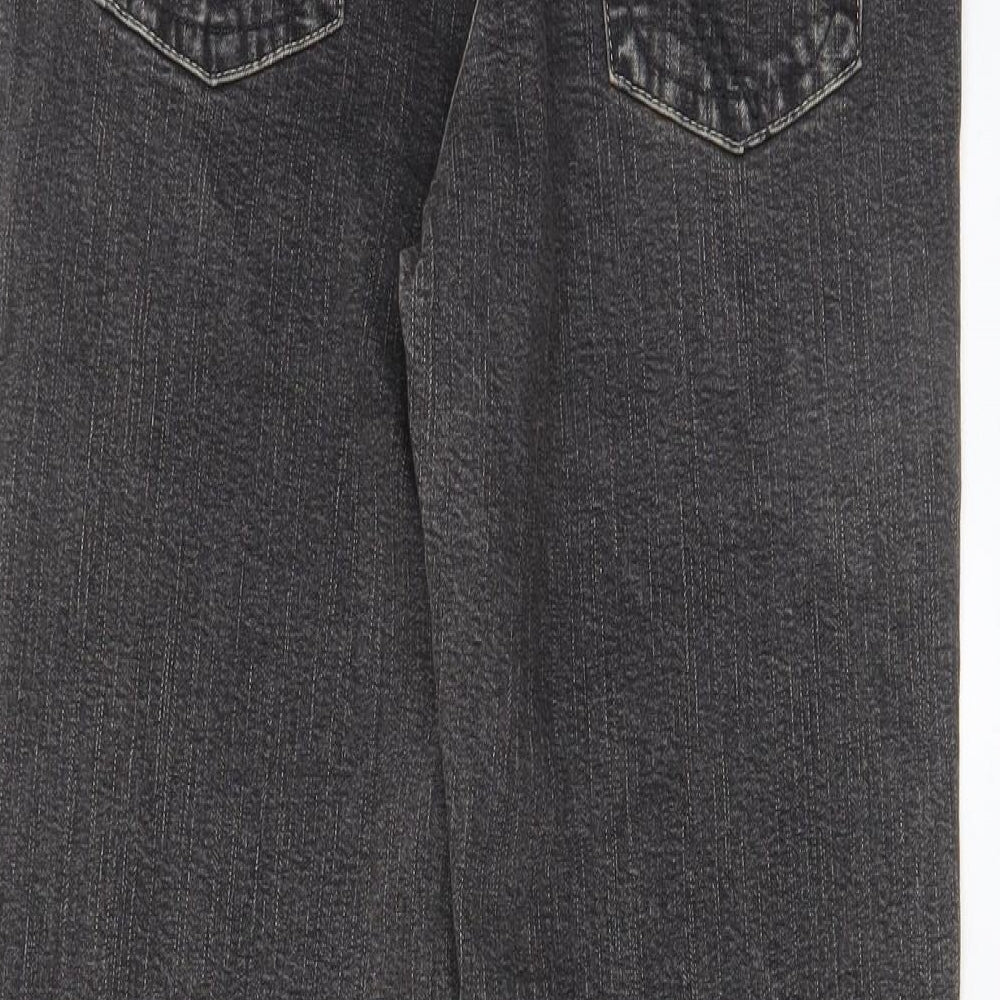 Per Una Womens Grey Cotton Straight Jeans Size 10 L28 in Regular Zip - Pockets, Belt Loops