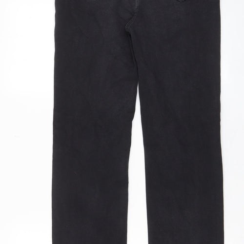 Per Una Womens Black Cotton Straight Jeans Size 12 L29 in Regular Zip - Pockets, Belt Loops, Studs
