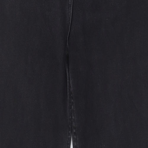 Per Una Womens Black Cotton Straight Jeans Size 12 L29 in Regular Zip - Pockets, Belt Loops, Studs