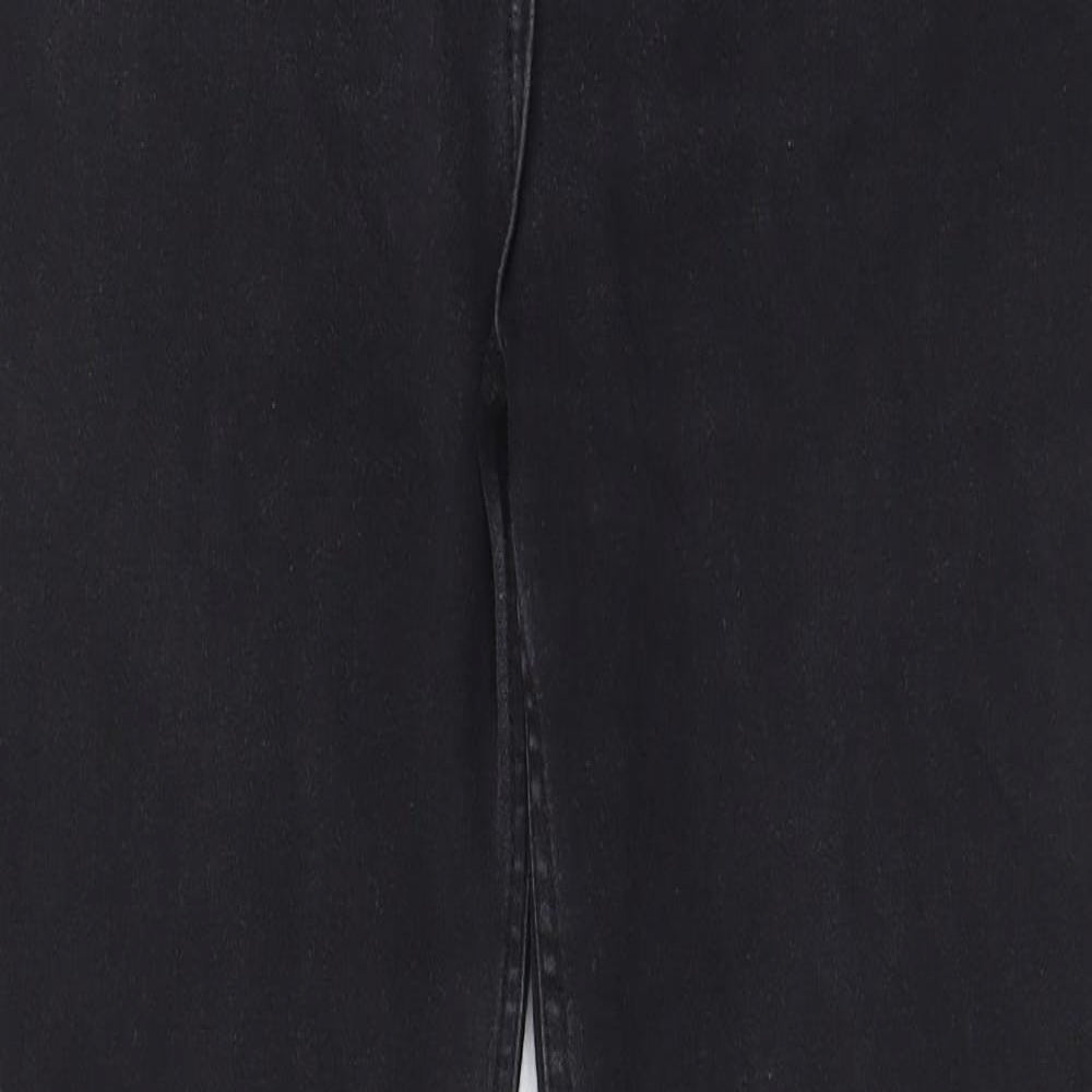 Per Una Womens Black Cotton Straight Jeans Size 12 L29 in Regular Zip - Pockets, Belt Loops, Studs