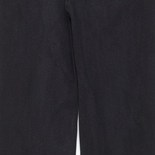 Per Una Womens Black Cotton Straight Jeans Size 12 L29 in Regular Zip - Pockets, Belt Loops, Studs