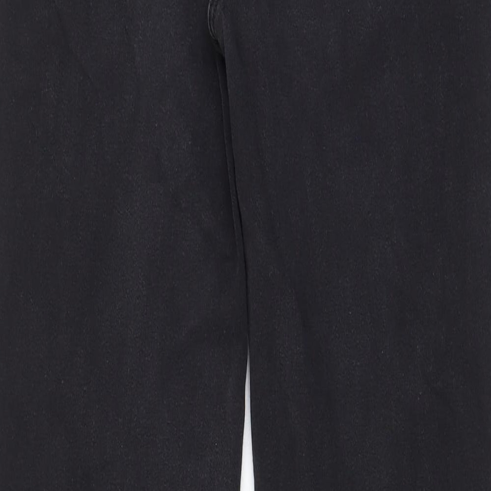 Per Una Womens Black Cotton Straight Jeans Size 12 L29 in Regular Zip - Pockets, Belt Loops, Studs