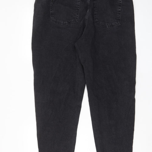 Marks and Spencer Womens Black Cotton Mom Jeans Size 18 L29 in Regular Zip - Pockets, Belt Loops