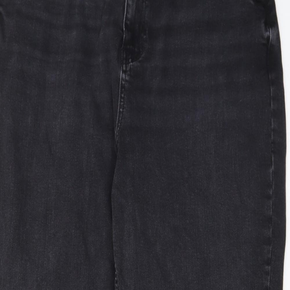 Marks and Spencer Womens Black Cotton Mom Jeans Size 18 L29 in Regular Zip - Pockets, Belt Loops