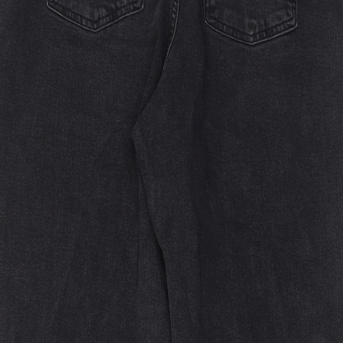 Marks and Spencer Womens Black Cotton Mom Jeans Size 18 L29 in Regular Zip - Pockets, Belt Loops